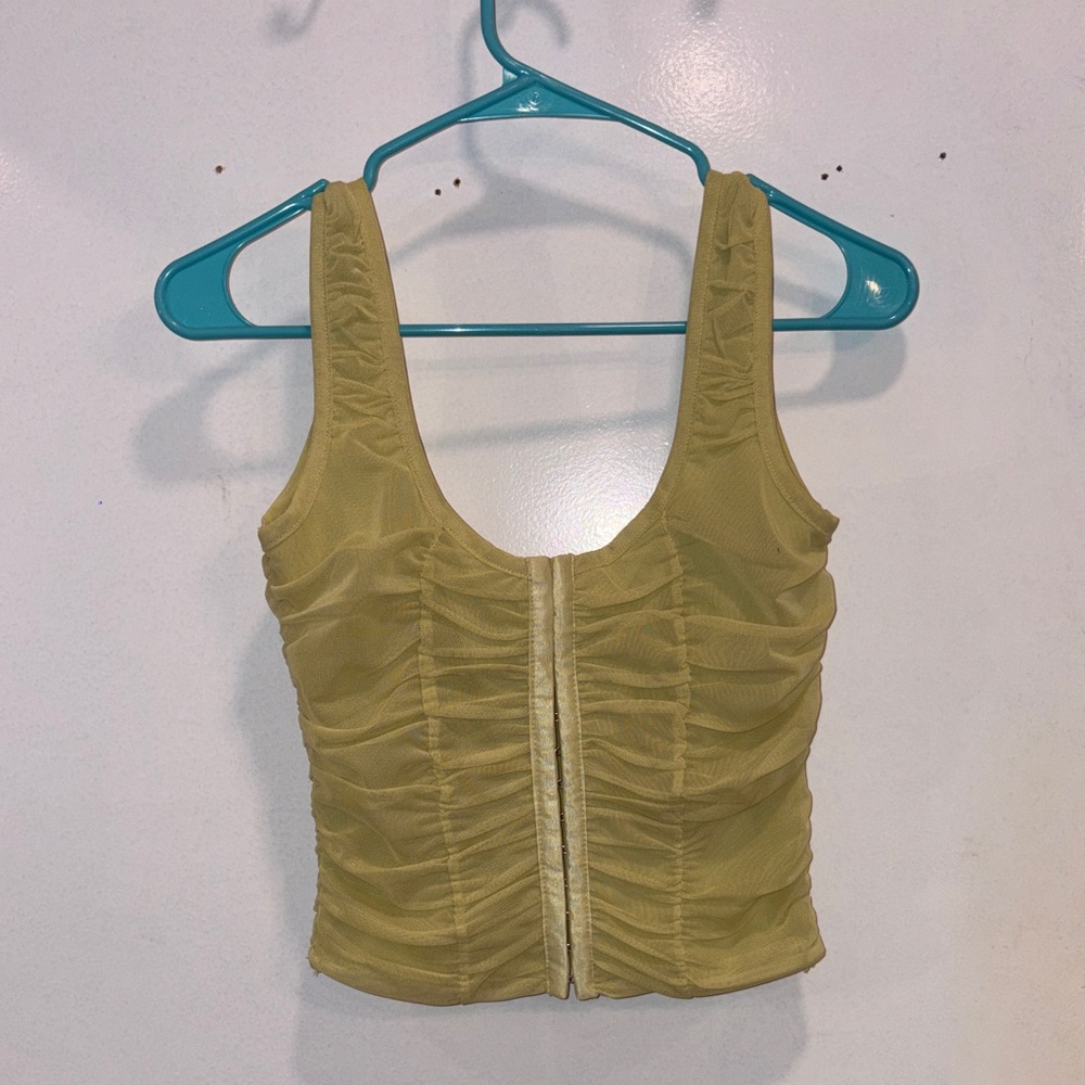 Shinestar Yellow Ruched Crop Top